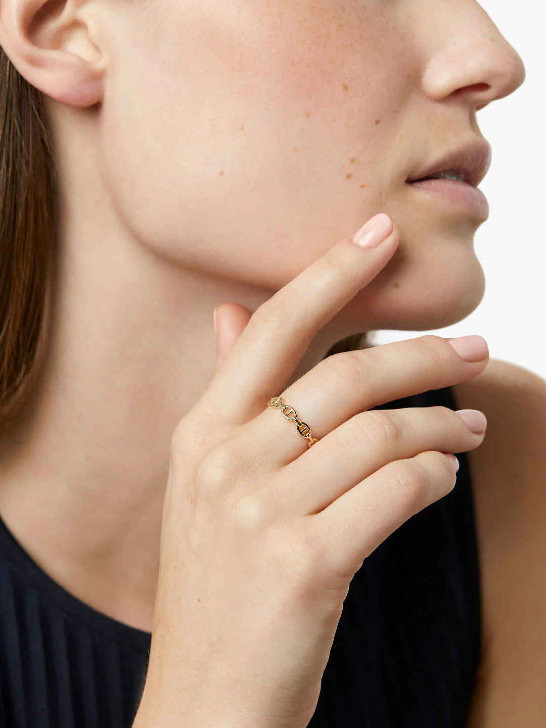 ShinePearls Anchor Chain Ring